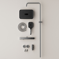 SANIVITAL Robinet de douche mural au design moderne, gris anthracite, en aluminium, mitigeur eau chaude et froide, ensemble de douche