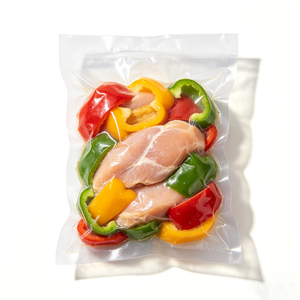 Lebensmittelechte Kundenspezifische Geprägte PE-Vakuumfolie für Sous-Vide-Verpackung Salat Babynahrung Sushi Mikrowellengeeignet Tierfutter Nudeln Milch Gelee - Product Image 1