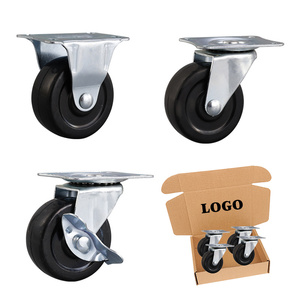 Roulettes pivotantes de remplacement pour meubles de 1,5 pouce, 2 pouces, 2,5 pouces, noires, sans roulement, roue en caoutchouc industrielle - Product Image 1