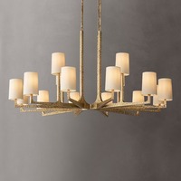 Lustre long en acier et albâtre de luxe 8146 avec finition dorée LED pour salle à manger, taille personnalisable