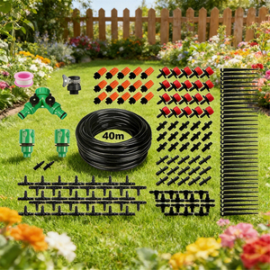 Kit d'irrigation goutte à goutte de 40 m - <span class=keywords><strong>Arrosage</strong></span> agricole transfrontalier <span class=keywords><strong>avec</strong></span> goutteurs et buses pour la maison et la ferme - Product Image 1