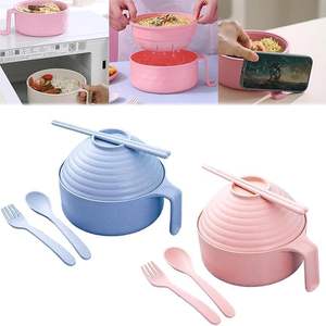 Ensemble de bols à ramen avec baguettes et cuillère, cuiseur à ramen pour micro-ondes, bol de cuisson pour nouilles instantanées, idéal pour le bureau, l'université et les dortoirs - Product Image 4