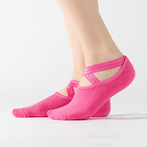 XIANGHUI – <span class=keywords><strong>chaussettes</strong></span> antidérapantes pour femmes, nouvelle mode, ruban couleur Pure, Pilates, danse de Ballet, Yoga, vente en gros - Product Image 6