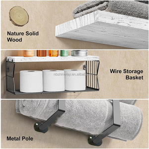 Kệ treo tường bằng gỗ thép bốn tầng, chống thấm, chống gỉ, đa năng, hiện đại, dùng để đựng khăn - Product Image 4