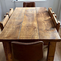 Nouveau style pas cher prix meubles modernes taille personnalisée carré bord vivant solide noyer Restaurant salle à manger dalle de bois Table