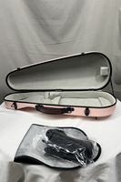 Wholesale High Grade White Durable Triangle Pink Fiberglass Violin Case No Bow Holder Musical Instrument