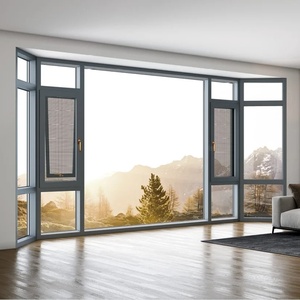 अनुकूलित आधुनिक घर उच्च गुणवत्ता ऊर्जा दक्षता डबल ग्लेज़्ड एल्यूमीनियम विंडोज़ केस खिड़की काला रंग फ्रेम - Product Image 4