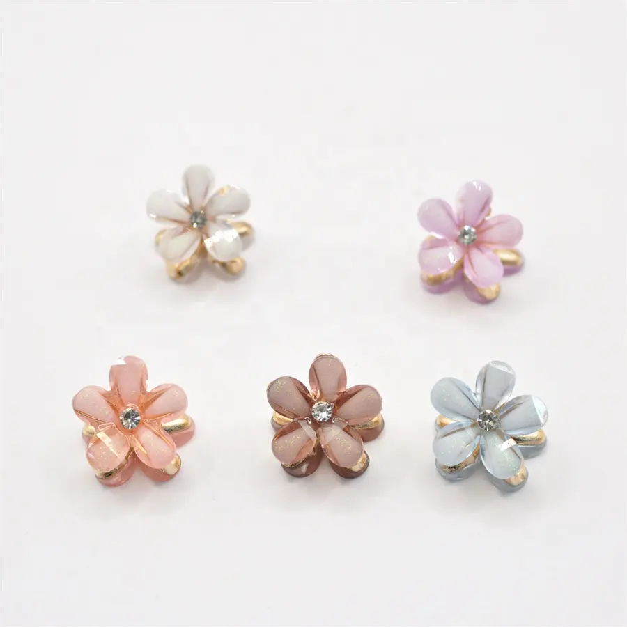 Children's Hair Camp Flower Exquisite Alloy Crystal Hair Clip Wholesale Ponytail Accessories Mini Hair Claw Clip For Girl