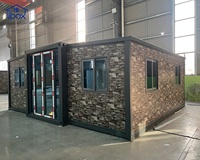 Cabane de vacances moderne à motif pierre, maison préfabriquée en conteneur de 20 pieds, maison en conteneur extensible pour logement résidentiel
