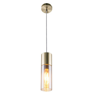 Lampada a sospensione dorata a 1 luce, ideale per la decorazione di interni e ambienti accoglienti. - Product Image 1