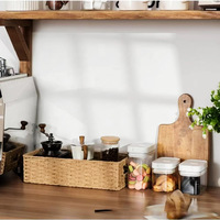 Panier de rangement rectangulaire multifonctionnel en corde de papier tressée, style moderne et minimaliste, avec poignées, pour toilettes, vente en gros