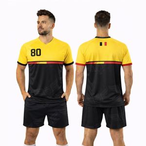 Conjunto de Uniforme Estilo Bélgica 2026 para Hombre, Conjunto de Camiseta de Fútbol Personalizada, Manga Corta, Kit de Entrenamiento de Fútbol, Uniforme Deportivo Amarillo y Negro - Product Image 1