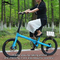 Technologie Light Shark Vélo de loisirs pliant en fibre de carbone de 20 pouces Ultra-léger 7 vitesses City Commuter Disc Internet Celebrity