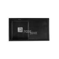 Évier de cuisine noir 860x480mm à cuve unique avec égouttoir, en acier inoxydable de haute qualité, idéal pour le lavage des aliments en appartement - Vente Flash