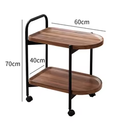 Mesa de esquina de sala de estar nórdica, mesa de centro pequeña con ruedas, sofá de color nogal móvil, estante de almacenamiento, mesa auxiliar - Product Image 6