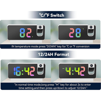 Jam Alarm Proyeksi Cermin LED Digital dengan Port Pengisian Daya USB Jam Elektronik Desktop Pintar