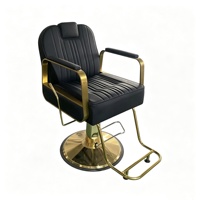 Fauteuil de Barbier en Cuir PU, Chaise de Coiffure, Chaise de Salon de Coiffure, Fauteuil de Lavage Doré pour Salon de Barbier