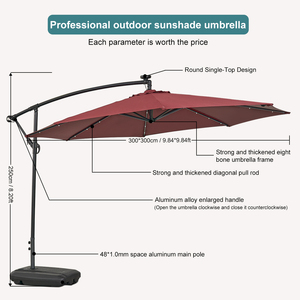 Venta caliente grande resistente 3M jardín playa plátano voladizo sombrilla <span class=keywords><strong>Patio</strong></span> Led sombrilla con luces solares - Product Image 3
