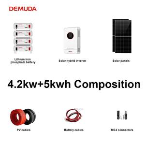 Système d'énergie solaire hybride résidentiel DEMUDA 4,2 kW 5 kWh avec panneau solaire, onduleur hybride et batterie au lithium 51,2 V pour la maison - Product Image 5