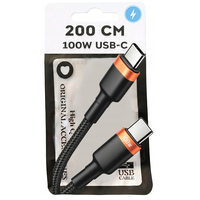 Kabel Pengisian Cepat 100W Type-C ke Type-C 1/2/3M 5A PD Kabel Data Berlapis Nilon dengan Cincin Paduan Aluminium untuk Ponsel Laptop