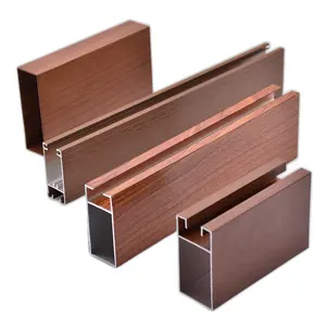 Custom aluminum extrusion profiles manufacturer wood grain sliding door aluminum profile