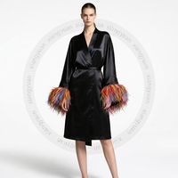 Bordures en plumes d'autruche mélangées et teintes, pour robes de soirée, accessoires décoratifs pour vêtements