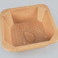 Boîte en papier kraft jetable avec impression de logo personnalisé boîte à salade récipient alimentaire carré avec couvercle en PET pour repas de restauration rapide collation fitness