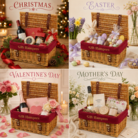 Panier-cadeau en osier naturel de qualité supérieure JY avec poignée, panier-cadeau avec doublure pour aliments, vin, thé, café, emballage cadeau