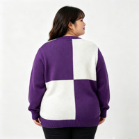 Pull-over en maille ajourée à manches longues pour femme, col rond, coupe oversize, style décontracté, Factory Fashion