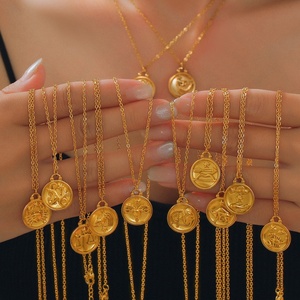 Collana con ciondolo a dodici <span class=keywords><strong>segni</strong></span> <span class=keywords><strong>zodiacali</strong></span> in acciaio inossidabile impermeabile collana con segno zodiacale gioielli per feste - Product Image 1