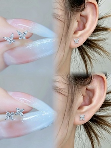 Xinfly 18k Solid Gold Heart Shape Stud <b>Earrings</b> LAB <b>Diamond</b> Cute Trendy Design for Girls' Wedding Party or Gift - Product Image 2