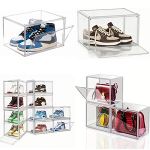 Scarpiera in Plastica Trasparente Henry, Contenitore per Scarpe Impilabile e alla Moda Bianco/Nero con Chiusura Magnetica - Product Image 1