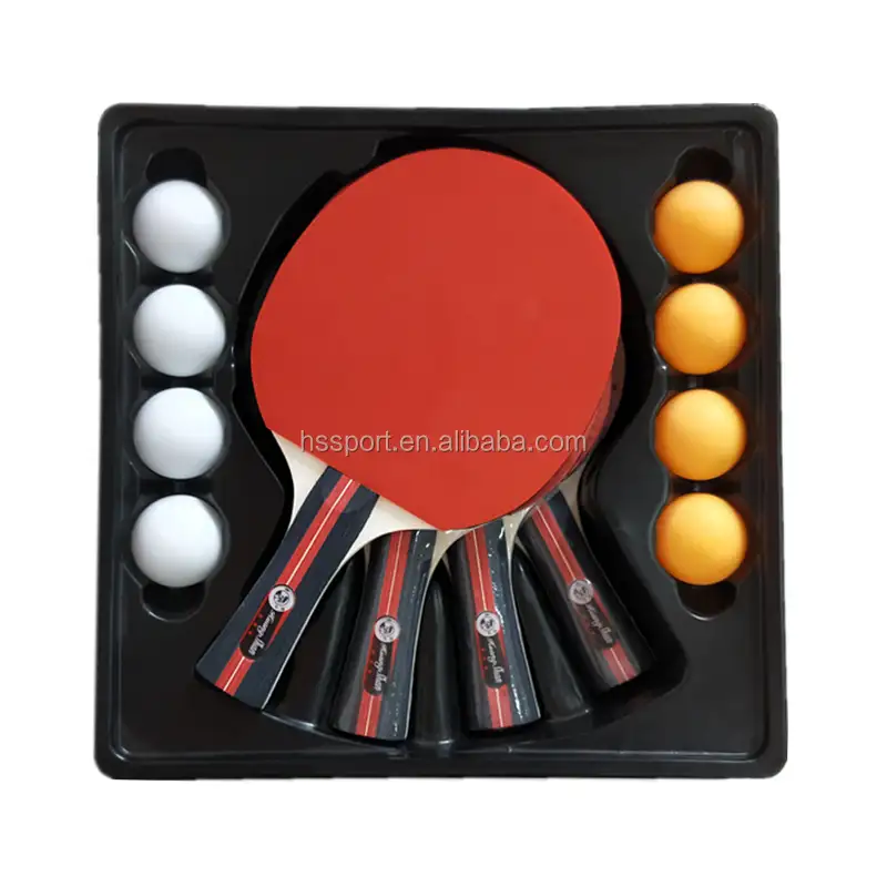 Table Tennis Racket Sets 4 rackets 8 ball with carrying bag 4 player ping pong paddle set