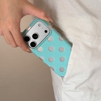 NOUVELLE Coque de téléphone IMD mate vert menthe à pois argentés pour iPhone 18 Pro Max 17 Pro 16 15 14 13 – Housse de protection tendance pour filles