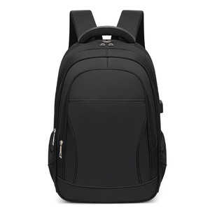 Laptop Backpack Men USB Charging Large Capacity Business Travel Black Solid Color Shoulder Straps Spring 2024 - Product Image 5