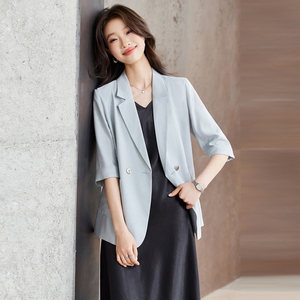 Traje de verano profesional para mujer, estilo fino y elegante, con botones decorativos - Product Image 4