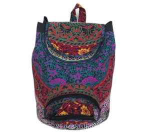 Sac à dos exclusif en coton vintage avec motif mandala imprimé, patchwork brodé, sac à bandoulière en cuir artificiel - Product Image 5