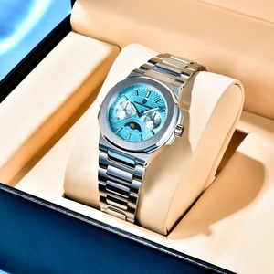 PAGANI DESIGN 1786 Luxury Stainless Steel Quartz Watch Men Fashion Sport <b>Chronograph</b> Moon Phase <b>Automatic</b> Date Week Glass 10 Bar - Product Image 3
