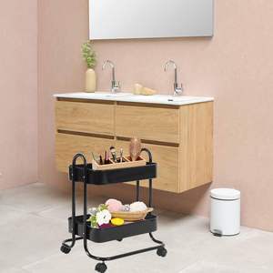 带轮两层储物车 厂家直供 金属材质 小型包装 滚轮推车 滚轮储物车 - Product Image 4