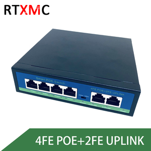 Conmutador Poe estándar 5 puertos 4 + <span class=keywords><strong>2</strong></span> 10/100Mbps Seguridad 48V Múltiples puertos 6 puertos Alimentación a través de Ethernet Cámara IP activa Seguridad CCTV - Product Image 6
