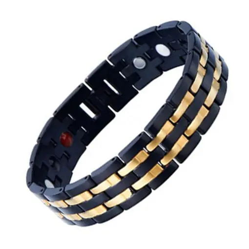 Bracciali magnetici in acciaio inox placcato oro nero da uomo