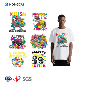 Hongcai بيع بالجملة دائم PET نقل الحرارة ملصقا تصاميم قابل للغسل نمط Colour بلاستيسول للتيشيرتات جاهزة للضغط - Product Image 1