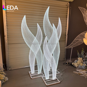 LEDA LED <b>Lighted</b> Metal <b>Leaf</b> Backdrop Stand Large Luminous <b>Leaves</b> Arch for Wedding Stage Event Banquet Hall Background Decoration - Product Image 3