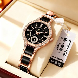 Nuevo Reloj de Pulsera para Mujer, Elegante, Versátil, de Lujo Ligero, con Correa de Cerámica de Cuarzo, Caja de 9 mm, Forma Circular - Product Image 3