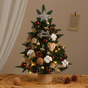 <span class=keywords><strong>Mini</strong></span> sapins nobles: pré-décorés avec des lumières, des ornements et des arcs, parfaits pour la décoration de la maison/fête - Product Image 3