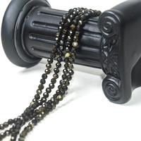 Perles d'obsidienne dorée RTS 4mm pour bracelet et collier, perles d'or noir étincelant, vente en gros de petite quantité