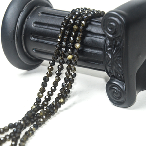 Cuentas de obsidiana de brillo dorado RTS de 4mm para collar de pulsera, cuentas de oro negro brillante, pequeña cantidad al por mayor - Product Image 5