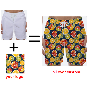 Short décontracté de plage d'été pour homme avec double couche de camouflage slim maillot de bain motif floral logo personnalisable pantalon de plage - Product Image 6