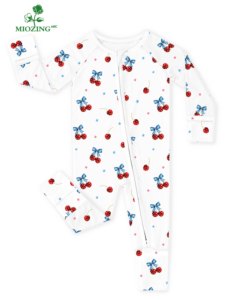 Miozing Unabhängigkeitstag Individuell Bedruckte Bambusfaser Umweltfreundliche Ganzjahres-Babystrampler Weiche Schlafkleidung Großhandel Babykleidung - Product Image 2