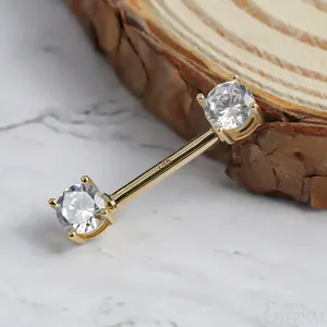 Eterna de Metal de oro sólido de 14K bien Piercing de pezón joyería